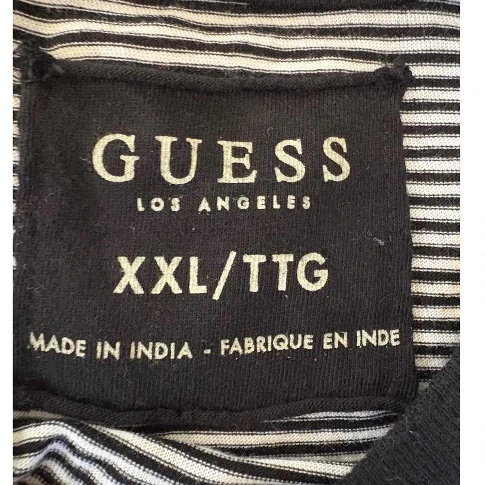 Guess Men's Striped Pocket T-Shirt Short‎ Sleeve Size XXL TTG Black White - Picture 5 of 6